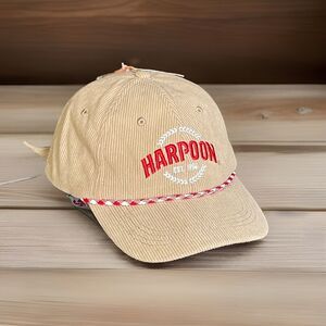 Harpoon Brewery Adjustable Baseball Cap Hat Tan Logo Patch Rope Est. 1986